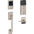 043156312436 Schlage Connect Century Satin Nickel Touchscreen Deadbolt With Alarm And Handle