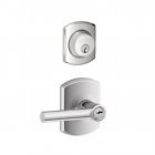 043156475131 Schlage Lock Greenwich Single Cylinder Broadway Decorative Entry Set Lever Bright Chrome