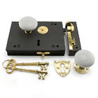 262794 Signature Hardware Cast Iron Carpenters Rim Lock Set With Porcelain
