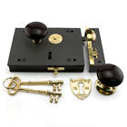 262798 Signature Hardware Cast Iron Carpenters Rim Lock Set With Brown