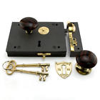 262800 Signature Hardware Cast Iron Carpenters Rim Lock Set Striped Brown