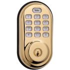 5394364  Yale Real Living Keyless Push Button Deadbolt In Polished Brass