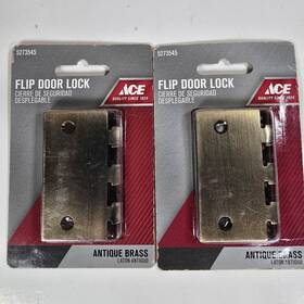 5273545 Ace Antique Brass Flip Door Security Lock Lot Of 2 Nos Hardware