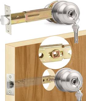Aceplanet 748432158752 5 Inch Backset Entry Door Latch With Standard Keyed Knobset