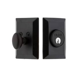 657324 Ageless Iron Keep Plate Single Cylinder Deadbolt Backset 2.375 Inch Black