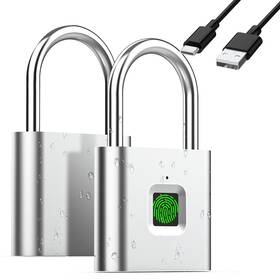 Aicase 788573465814 Rechargeable Fingerprint Smart Pad Lock 20 Fingerprints Waterproof Keyless