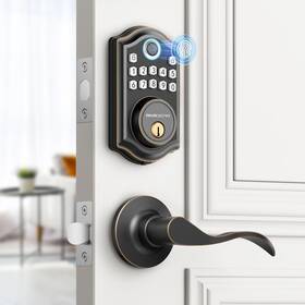 Akagear 850062274181 Keyless Entry Door Lock With Handle - 2 Lever Handles Fingerprint