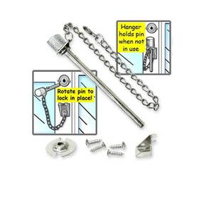 Atb-55201 Alltopbargains Window Guard Pin Lock Set Sliding Doors Chrome Nitelock Home Safety