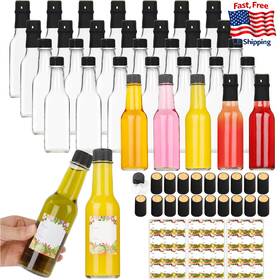 B0d3lgf13m Alotpower 35x 5oz Empty Clear Glass Woozy Hot Sauce Bottles With Shrink Caps
