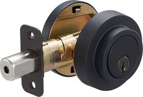 Ltr4910 Amazon Basics 711181289039 Contemporary Round Deadbolt Key Lock- Single Cylinder - Matte Blac