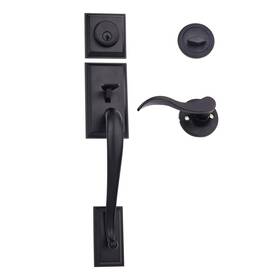 Amazon Basics 841511125031 Modern Exterior Doors Handle With Right-hand Wave Lever And Deadbolt Lock Set