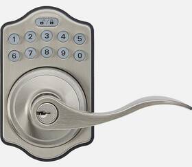 Ptq0s00 Amazonbasics Amazon Basics Electronic Keypad Entry Lever Door Lock Satin Nickel Ansi Grade 3