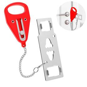 B0b1mw27wp Amz Supply Red Portable Door Lock Abs Stainless Steel Hotel Security Travel