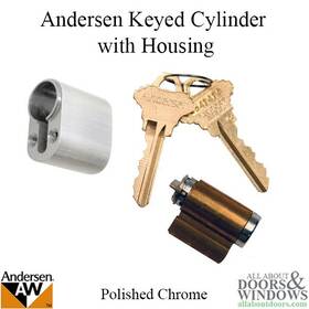 2579596 Andersen Keyed Cylinder Housing Polished Chrome Hinged Door Lock