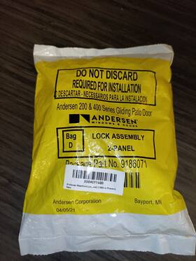 9186071 Andersen New Anderson 200 And 400 Series Gliding Patio Door Lock Assembly Part #9186071
