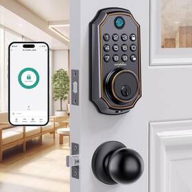 D280k Arpha Keyless Entry Door Lock Deadbolt With Handle Set - 100 Code Smart Finge
