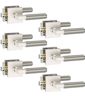Zr02-124a-b Asidrama 6 Pack Privacy Brushed Nickel Door Handles Lever With Knobs