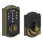 B00n12e9qa Schlage Touch Camelot Deadbolt Antique Brass Cam