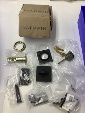 0465.190 Baldwin Hardware Contemporary Square Reserve Double Cylinder Deadbolt Black
