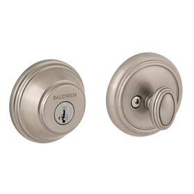 Baldwin 313045340308 Prestige Satin Nickel Single Cylinder Round Deadbolt Featuring Smartkey Security