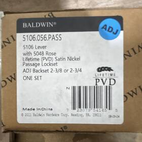 5106.056.pass Baldwin 5106 Lever Passage Lockset Satin Nickel Adjustable Backset