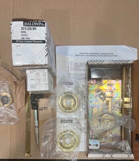 6301-040 Baldwin Mortise Lock Lh Incl Cylinder With Keys Strike Estate Knobs