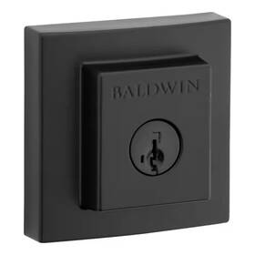Baldwin 711181337129 Prestige Spyglass Matte Black Square Single Cylinder Deadbolt Featuring Smartkey