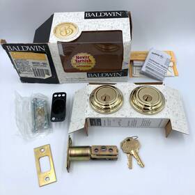 98232 Baldwin 723079146010 003 Traditional Lifetime Double Cylinder Polished Brass Deadbolt