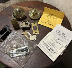 8017-030 Baldwin 8000 Series Entry Door Deadbolt Lock W Double Cylinder And Keys. Vtg Nos