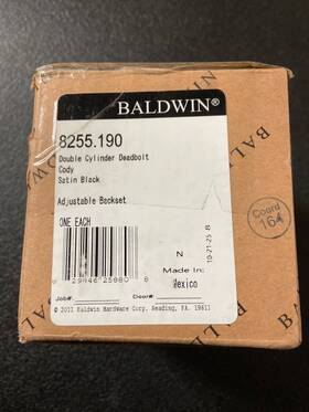 8255190 Baldwin Squared Double Cylinder Deadbolt - Satin Black