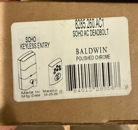 8285.260.ac1 Baldwin Soho Keyless Entry Single Cylinder Electronic Deadbolt