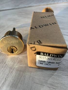 8031.003.kd22 Baldwin 8301.003.kd22 Replacement Cylinder For Egress Handleset Estate With Keys