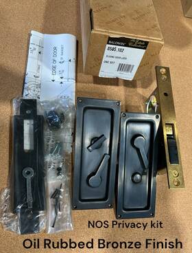 8585.102 Baldwin Pocket Door Privacy Lock Set Oil Rubbed Bronze Finish Nos