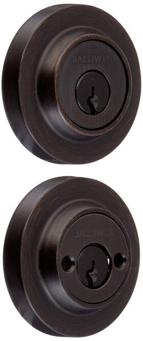 Baldwin 884011493705 Reserve Double Cylinder Contemporary Round Deadbolt Aged Bronze Finish