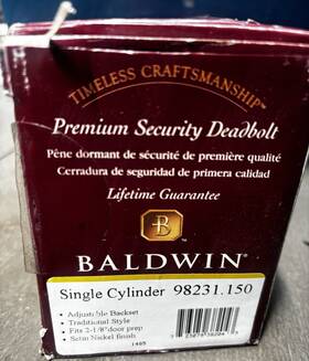 98231.150 Baldwin Single Cylinder Deadbolt Adjustable Backset Satin Nickel