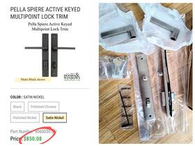 9br484-016 Baldwin New Pella Spiere Active Keyed Multipoint Patio Door Lock In Satin Nickel