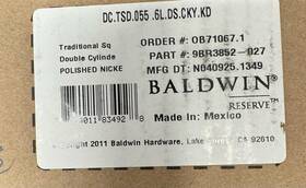 Dctsd055 Baldwin Traditional Square Keyed Entry Deadbolt Nickel New