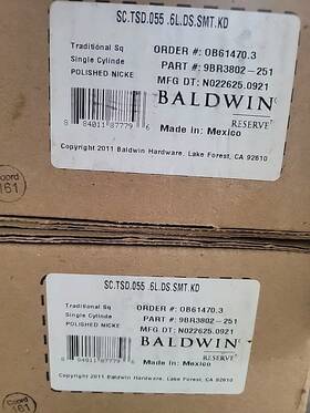 Sc.tsd.055 Baldwin 2 Lot Sc.tsd Traditional Square Single Cylinder Keyed Entry Nickel Read
