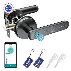 Bca-03 Biwibon Fingerprint Door Lock Knob With 5 Unlock Options Adjustable Anti-peep