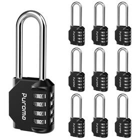 Th10y Branded 10 Pack 2.6 Inch Long Shackle Combination Lock 4 Digit Outdoor Black