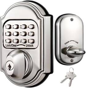 Mkdzg1b Bravex Keyless Entry Keypad Deadbolt Door Lock Mechanical Shabbos With 1 Rekeyable Kit