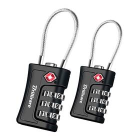 Jy-814 Brillirare 2 Pack Tsa Approved Luggage Locks Combination Travel Cable Black
