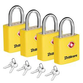 Jy-819 Brillirare 4 Pack Tsa Approved Luggage Locks With Keys Travel Yellow