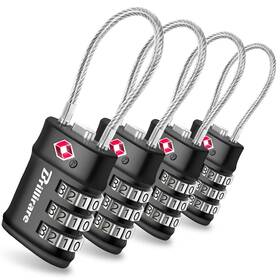Tsa526 Brillirare 4 Pack Tsa Approved Luggage Locks Combination Travel Cable Small
