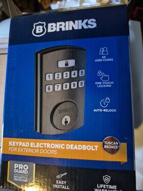 Brinks 039208243926 Keyless Entry Smart Lock - Fingerprint And Keypad Deadbolt In Tuscan Bronze