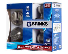 2102-119 Brinks Satin Nickel Tulip Knob Keyed Entry/deadbolt New Open Box
