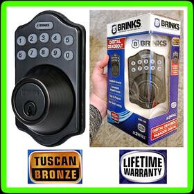 2680-150 Brinks Digital Keypad Electronic Deadbolt Tuscan Bronze Brand New