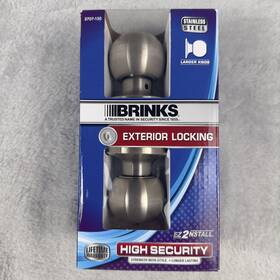 2707-130 Brinks Stainless Steel Exterior Locking Doorknob Keyed Entry Ball Knob