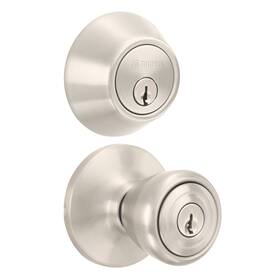 2802-119 Brinks Entry Tulip Style Doorknob And Deadbolt Combo Satin Nickel Finish