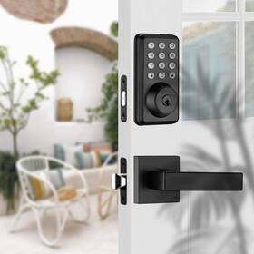 D1k-htl01-mb Building Hardware Digital Keyless Entry Door Lock With Handles Keypad Deadbolt For Front Doo